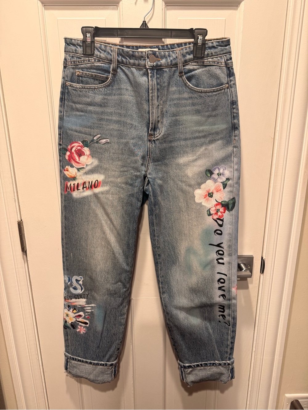 Miss Sixty Light Blue Painted High Rise Jeans